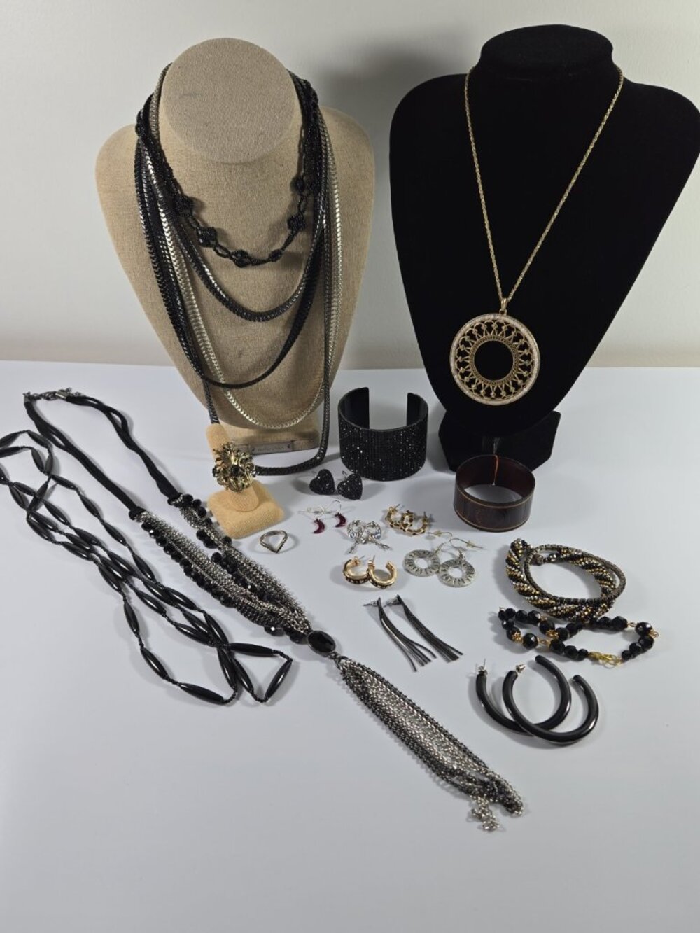 Whimsigoth Costume Jewelry Lot 20pc Black Celestial Goth Grunge